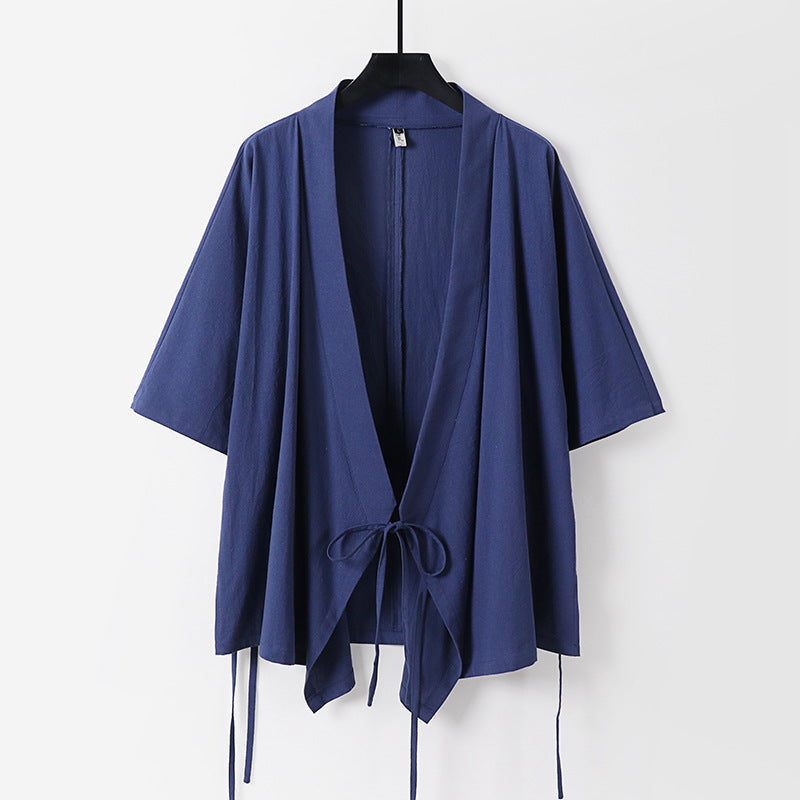 Damska luźnaly falling kimono kurtka z wiązanym paskiem Lumaza