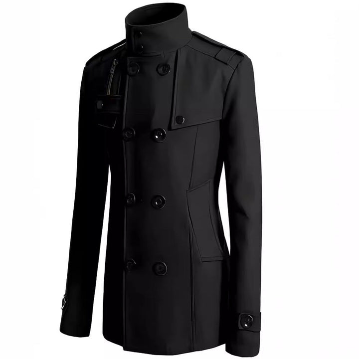 Męski krótki płaszcz w navy-inspired double-breasted z tailored krój
