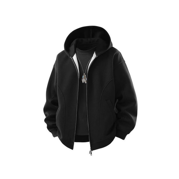 Herren Kapuzensweatjacke mit durchgehendem Reißverschluss, geripptem Saum und versteckten Seitentaschen