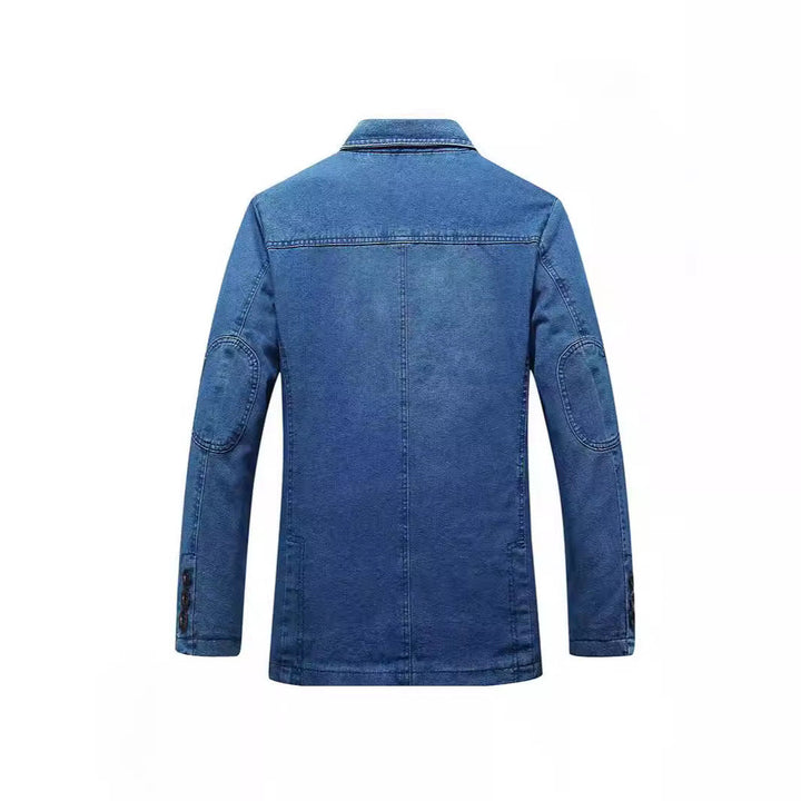 Męska denim marynarka w loose fit z lapel kołnierzem i naszywanymi kieszeniami