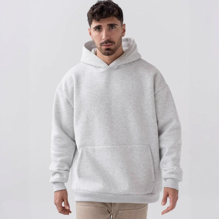Męska heavy polar boxy bluza z kapturem z deep shoulder drop reinforced kaptur i kieszeń kangurka