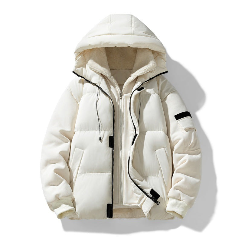 Męska ocieplana kapturemed kurtka z teddy lwwg i contrastwg softshell rękawy