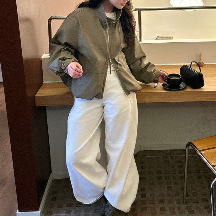 Damska Stylish Blouson kurtka z wysokim kołnierzem Lumaza