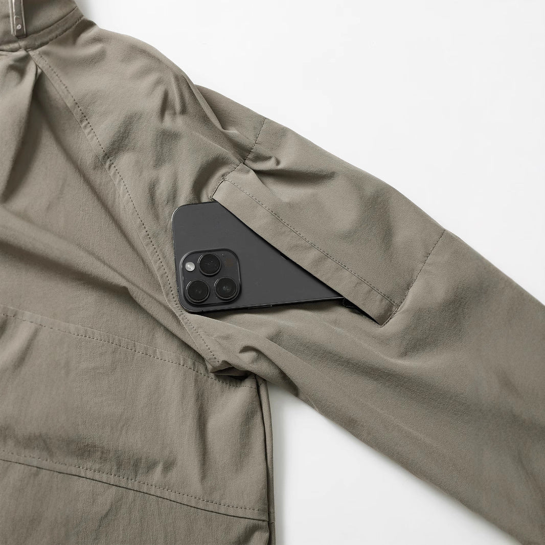 Męska taktyczna krótki zamek outdoor pulower z wysoki Stójka, ukryty zamek, i arm Kieszenie