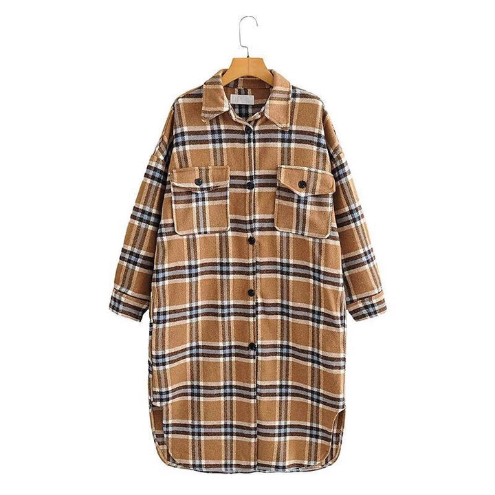 Damska Oversize Kratka Kurtka koszulowa w Longline Krój z Patch Kieszenie na piersi