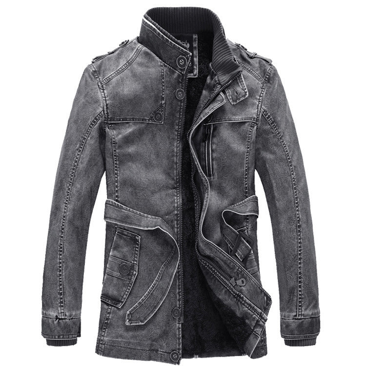 Męska termiczny denim parka z Sherpa Lwwg, wysoki kołnierzem i Multifunctional kieszeniami