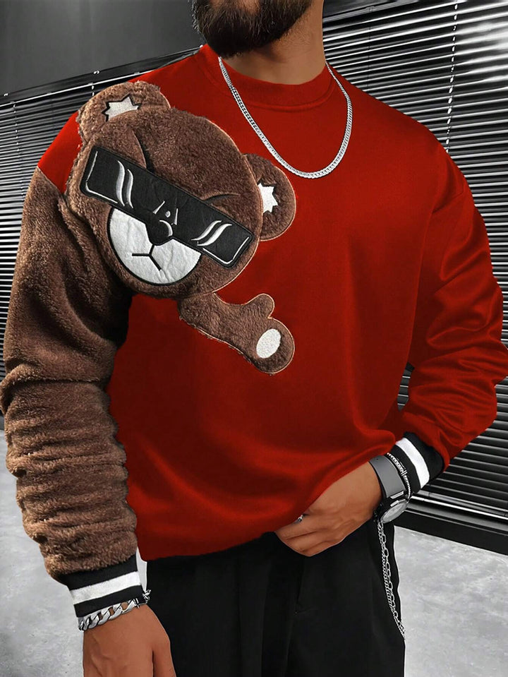 Męska Bluza z Pluszowy Bear Appliqué