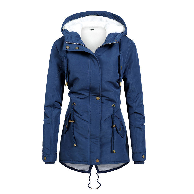 Damska Windproof Parka z polarowa Lining, taliowana Silhouette i ściągaczem Lumaza