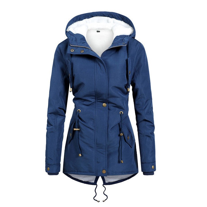 Damska Windproof Parka z polarowa Lining, taliowana Silhouette i ściągaczem Lumaza