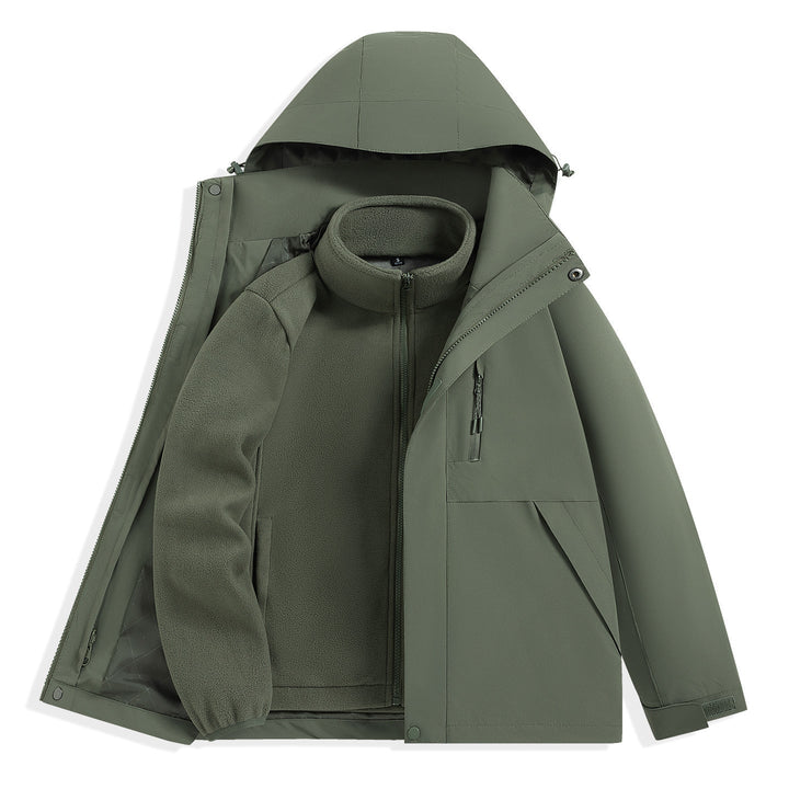 Męska two-warstwa outdoorowy parka z removable fleece wner kurtka i kapturem