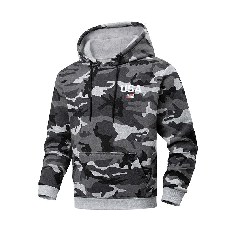 Męska sportowa bluza z kapturem z camouflage Wzór