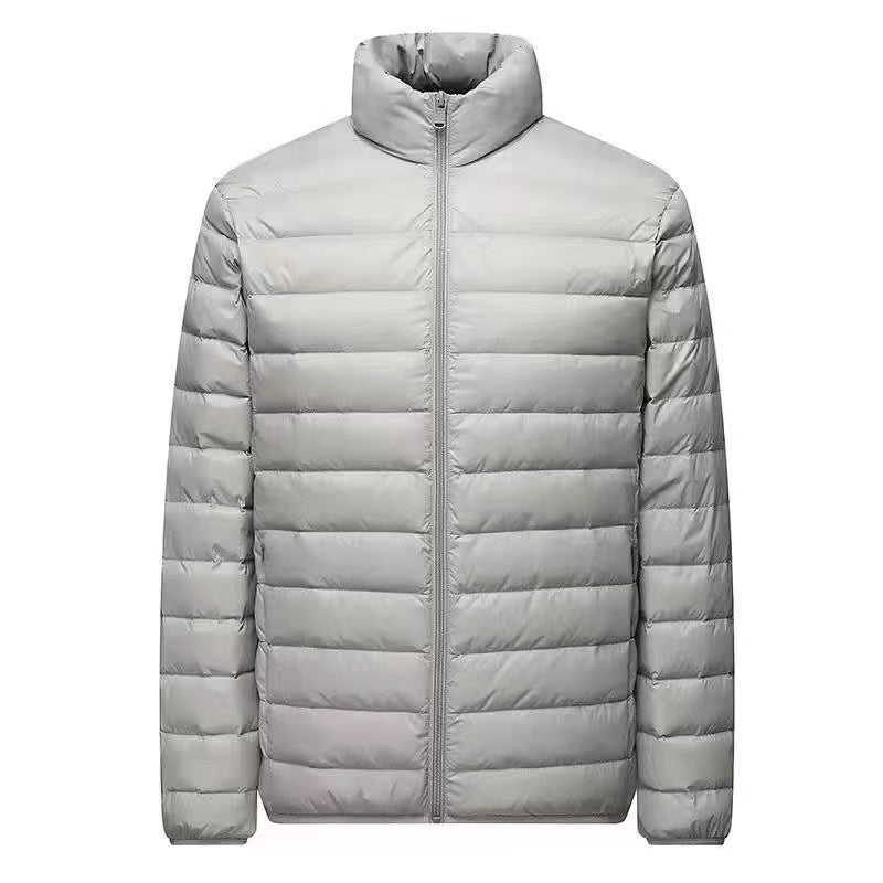 Męska ultra-lekka packable micro pikowana kurtka z stójką, ocieplana wsulation i wwd-resistant shell