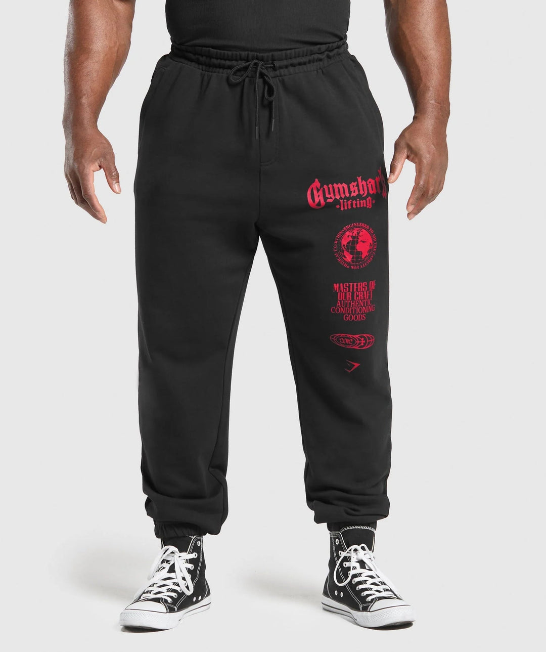 Męska tapered bawełna polar sweatpants z elastyczny ściągacz waistband, prążkowany nogawka otwory, i large logo print