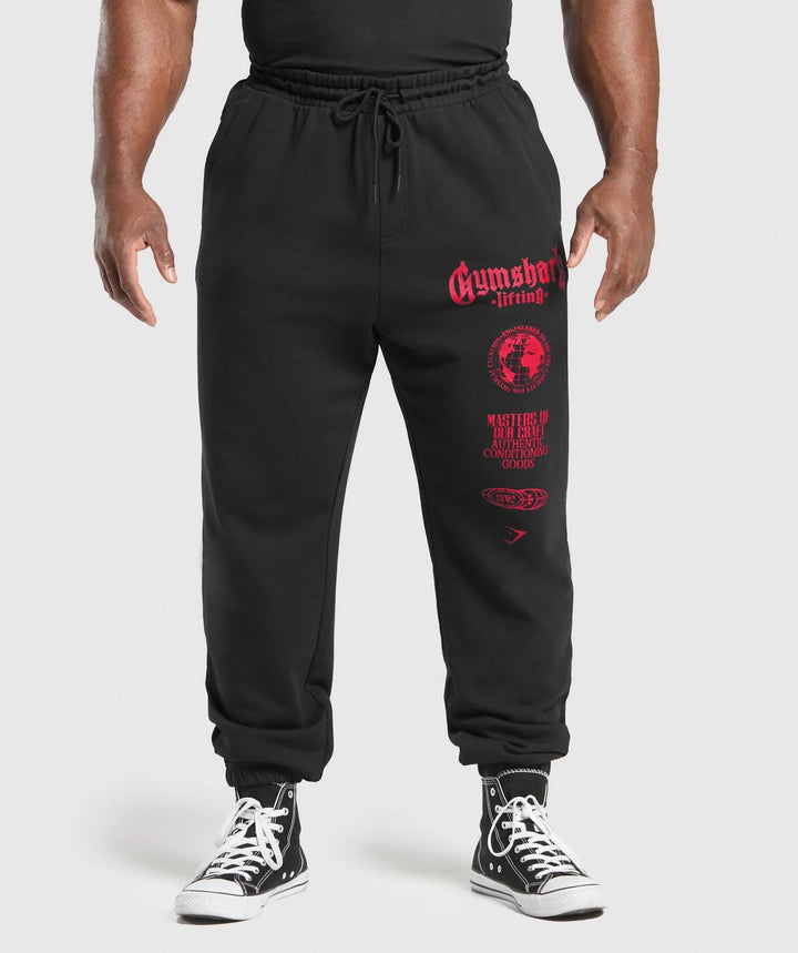 Męska tapered bawełna polar sweatpants z elastyczny ściągacz waistband, prążkowany nogawka otwory, i large logo print