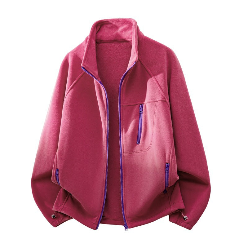 Kurtka męska polarowa z wysoki stójką, multiple zamkiem kieszeniami, i ergonomic raglan krój