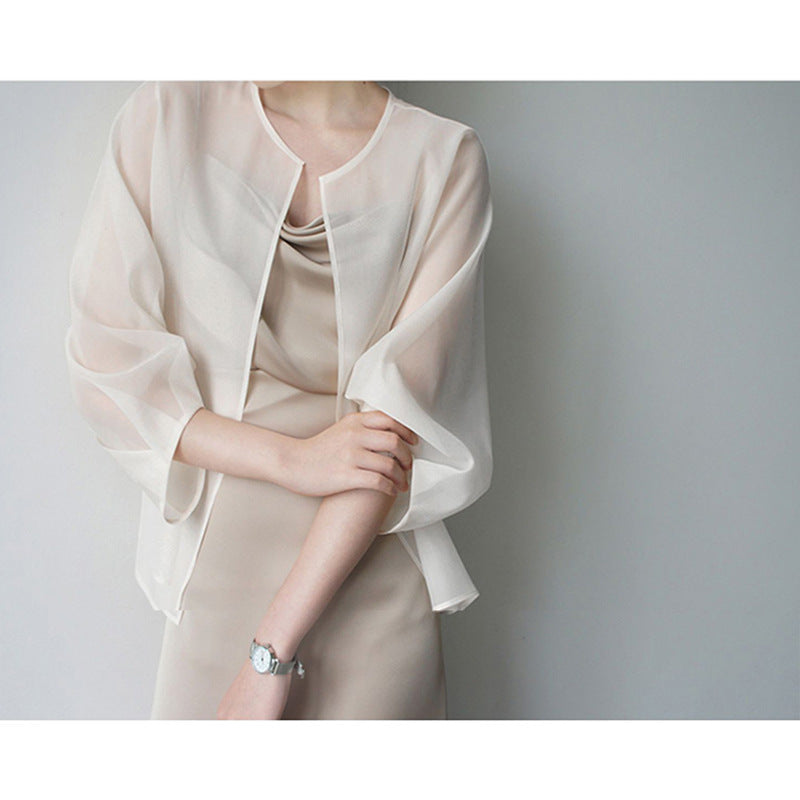 Damska elegancka Chiffon kurtka z Flared rękawami Lumaza