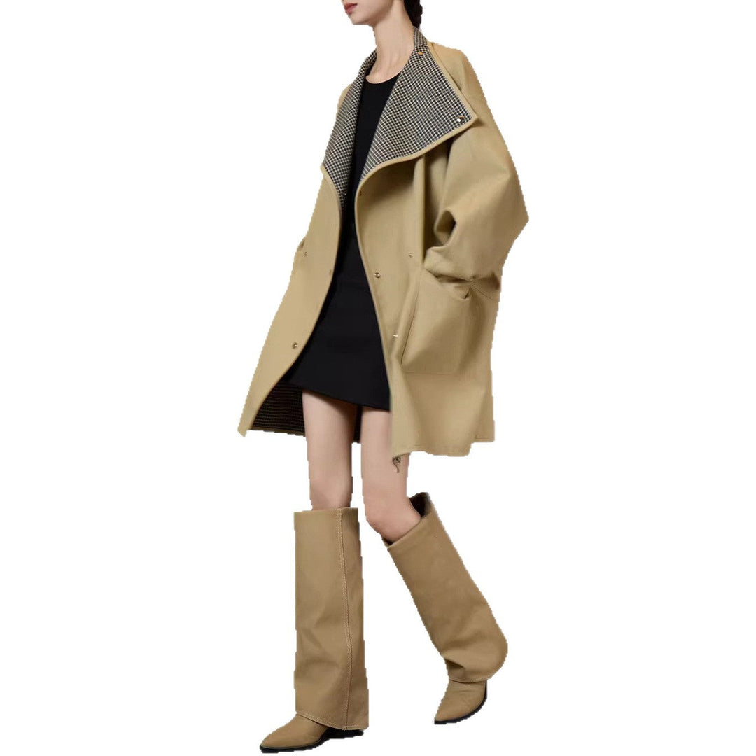 Damska oversize Transitional kurtka z Contrasting kołnierzem Lumaza