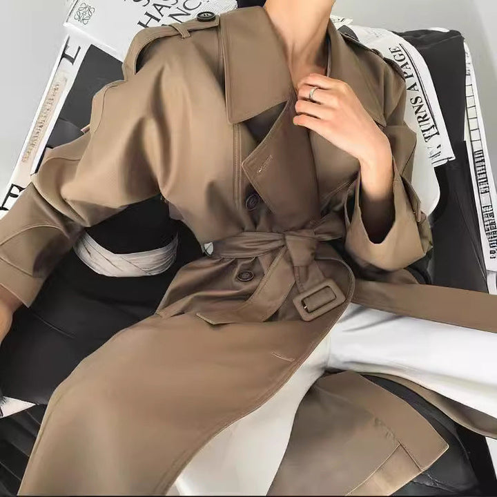 Damska Fashionable imitacja skóry trencz Lumaza