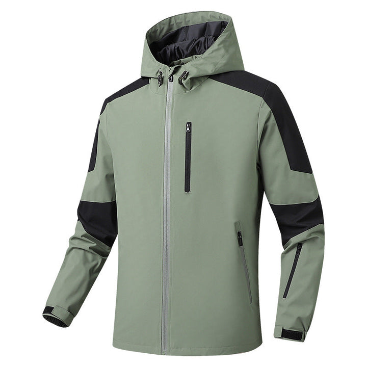 Męski Oddychający Softshell-Hardshell Hybrid Kurtka z Kaptur i Wodoodporny Kieszenie na zamek