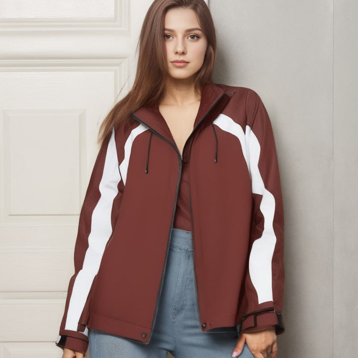 Damska miejska z kapturem Anorak z Contrasting Panels, Mesh Lining &amp; regulowanym dołem Lumaza