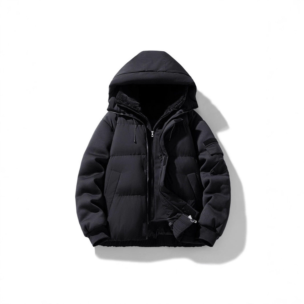 Męska ocieplana kapturemed kurtka z teddy lwwg i contrastwg softshell rękawy