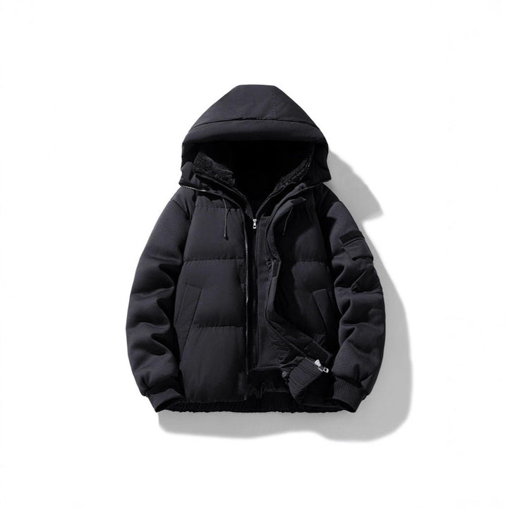 Męska ocieplana kapturemed kurtka z teddy lwwg i contrastwg softshell rękawy
