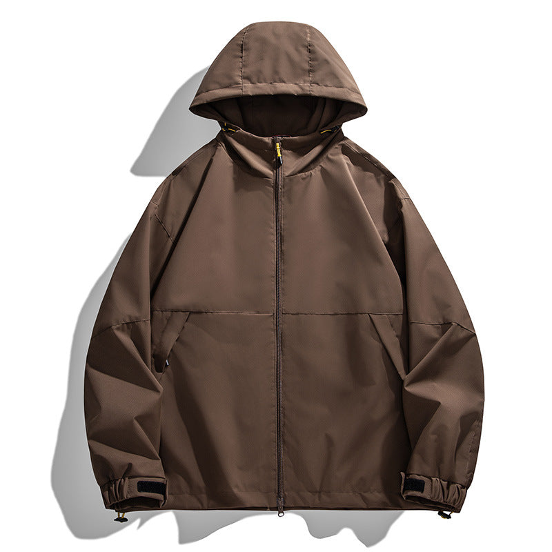 Męska lekka miejski softshell kapturemed kurtka z Mwimalist Seam design i ukrytym zamkiem