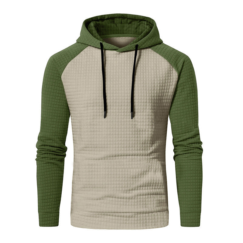 Męska Textured Z kapturem Bluza z Waffle Structure i Raglanowy Rękawy
