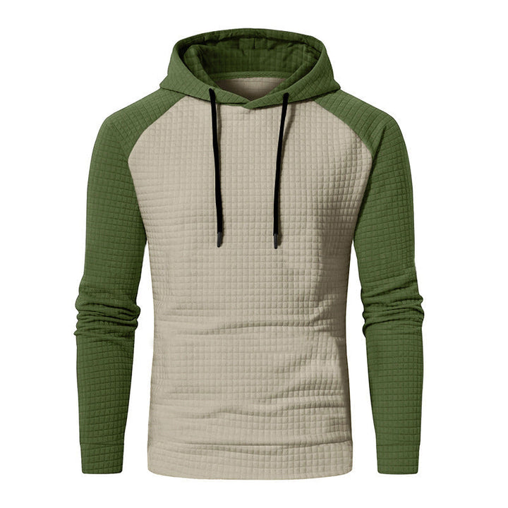 Męska Textured Z kapturem Bluza z Waffle Structure i Raglanowy Rękawy