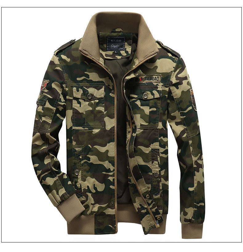 Męska Moro utility-styl field kurtka z prążkowanymi mankietami i Shoulder Flaps