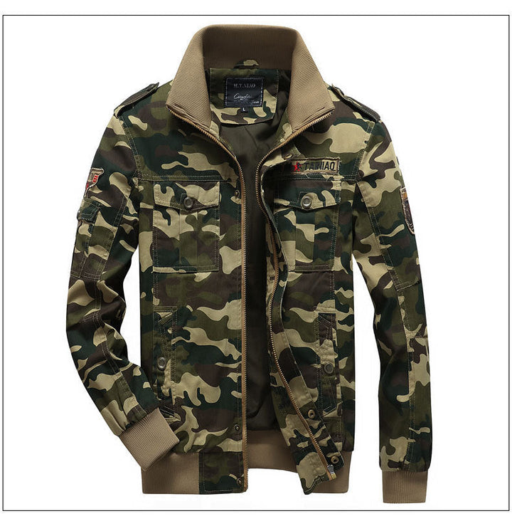Męska Moro utility-styl field kurtka z prążkowanymi mankietami i Shoulder Flaps