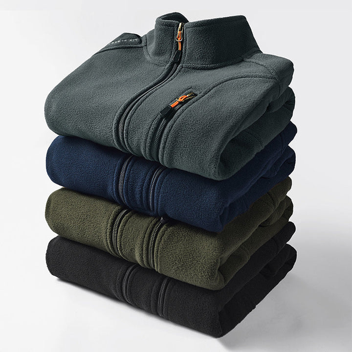 Męski polar kamizelka z high standing kołnierz, zippered kieszenie, i oddychający microfleece