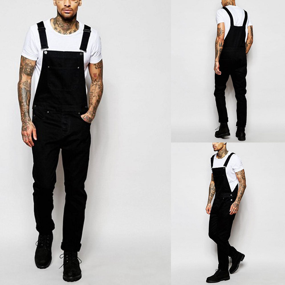 Męska casualowo denim Overalls z regulowany Straps i nowoczesny Fit