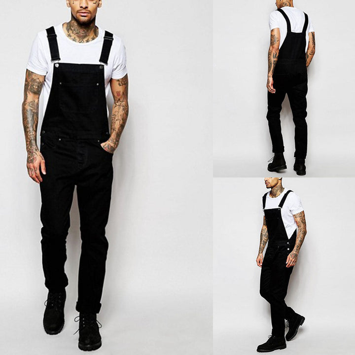 Męska casualowo denim Overalls z regulowany Straps i nowoczesny Fit