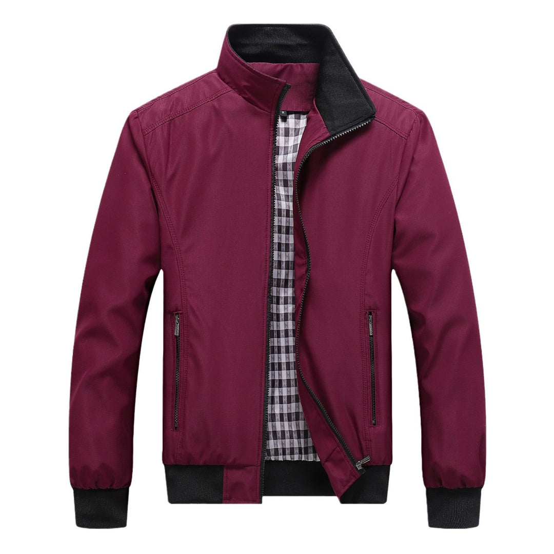 Męski Miejski Kołnierz ze stójką Blouson wykonany z wind-resistant softshell z w kratę termiczny podszewka
