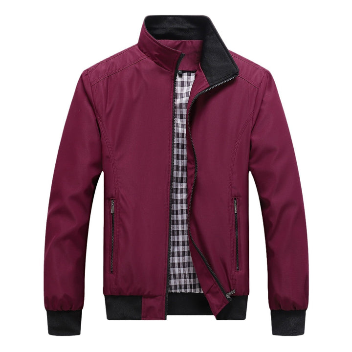 Męski Miejski Kołnierz ze stójką Blouson wykonany z wind-resistant softshell z w kratę termiczny podszewka