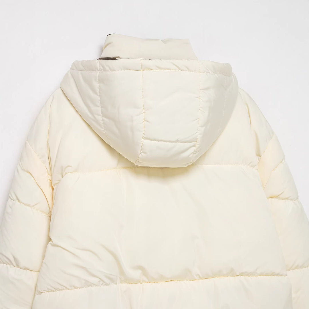Damska pikowana down kurtka z high ze stójką i removable hood Lumaza