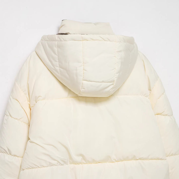 Damska pikowana down kurtka z high ze stójką i removable hood Lumaza