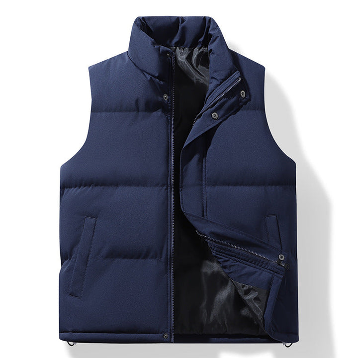 Męski Pikowany Termiczny Puffer Kamizelka z High Stójka i Drawstring Dół