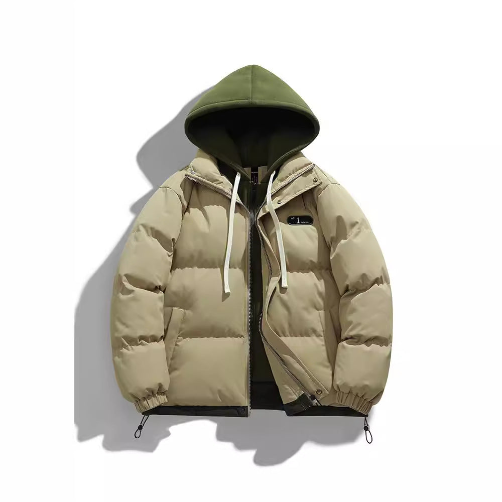 Męska Two-warstwa pikowana kurtka z Removable fleece kapturem i termiczny wsulation