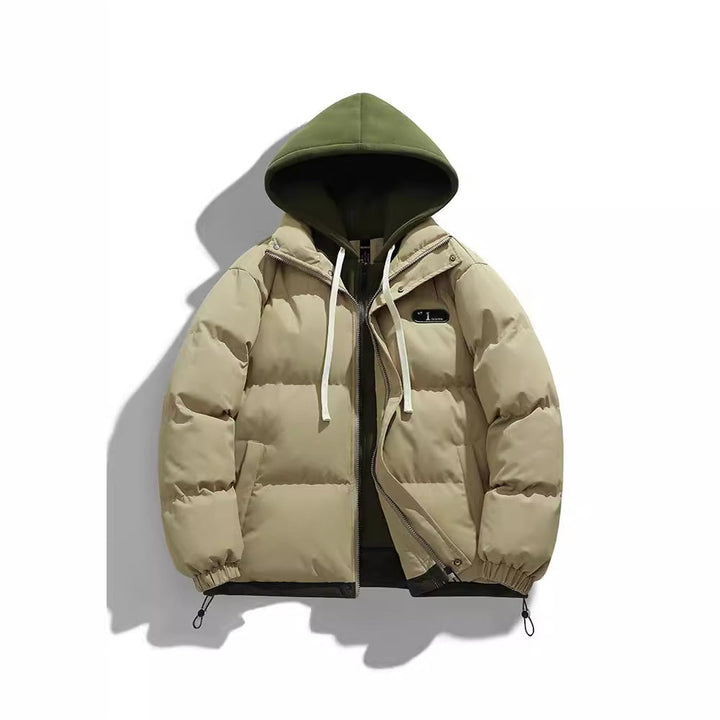 Męska Two-warstwa pikowana kurtka z Removable fleece kapturem i termiczny wsulation