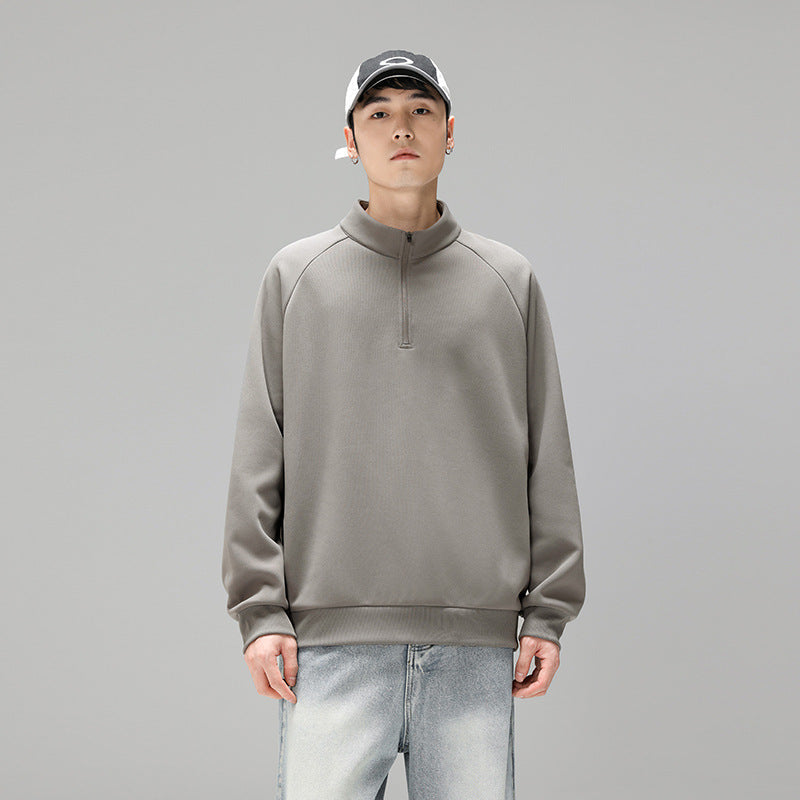 Herren Halbzip‑Bluza mit Stehkragen und kontrastseitigen Einsätzen