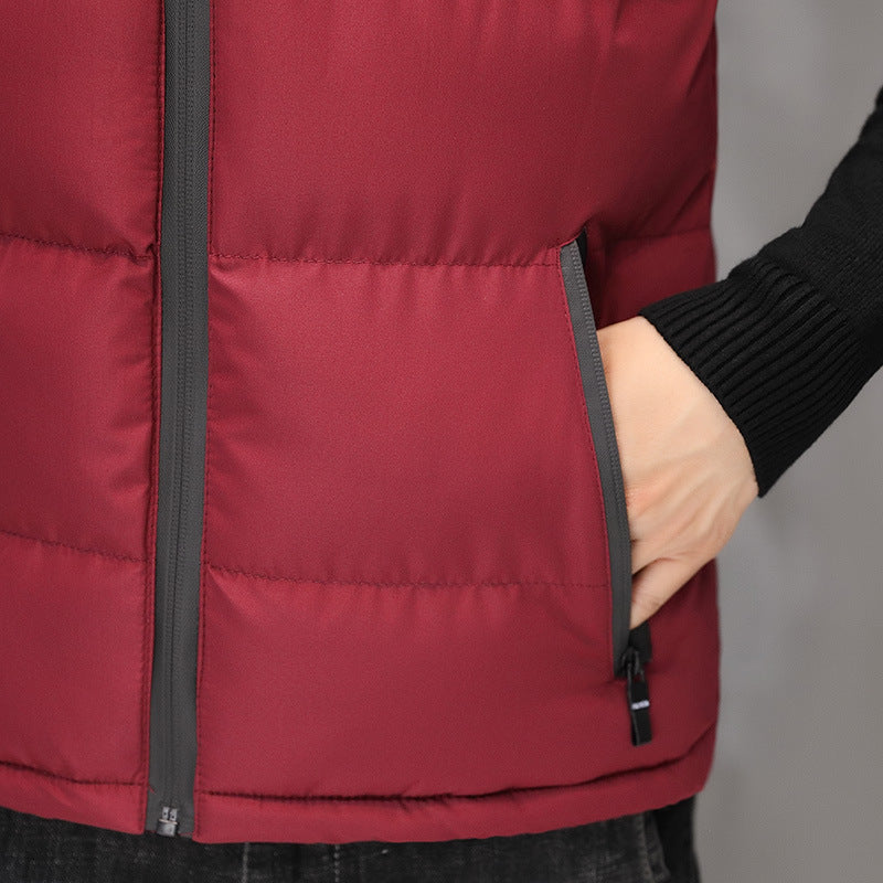 Męski pikowany termiczny waistcoat z kołnierz ze stójką i zippered kieszenie