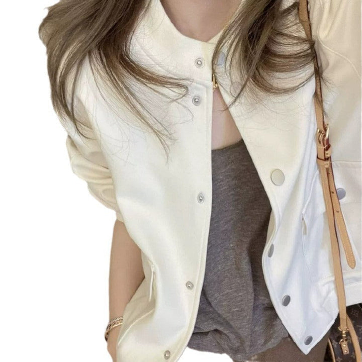 Damska Fashionable Transitional kurtka z Snap guzikami i codzienna Cut Lumaza
