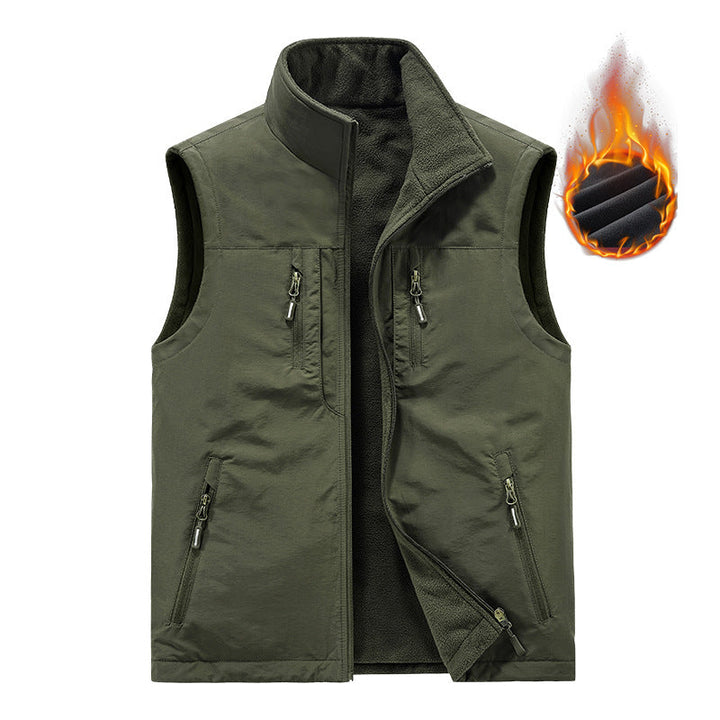 Męska termiczny outdoorowy kamizelka z fleece wner Lwwg, wiatroszczelna Shell i Multiple zamkiem kieszeniami