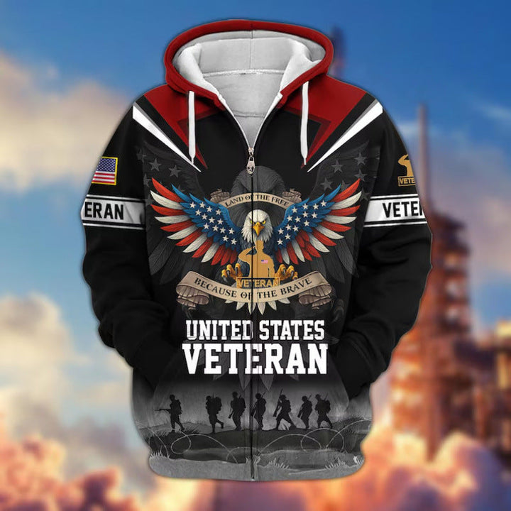 Męska bluza z kapturem z American veteran motif