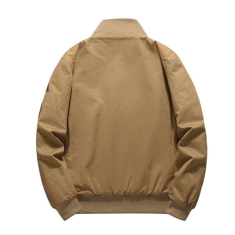 Męski Flight Kurtka z Sherpa Podszewka, Embroidered Naszywany Szczegóły, i Ribbed Dół