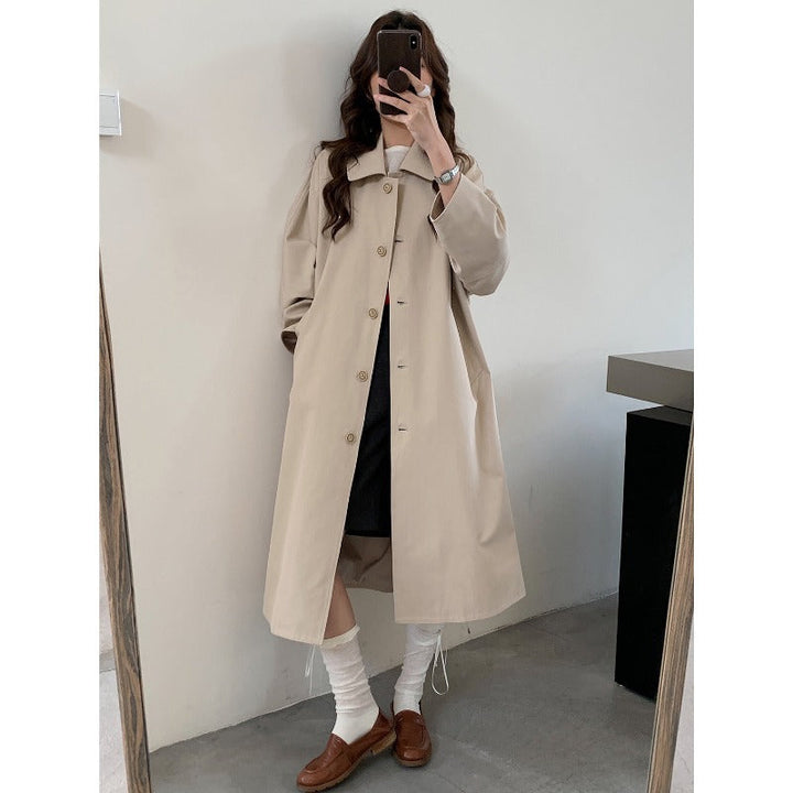 Damska długa oversize trencz z Wide Cut i Classic Lapels Lumaza