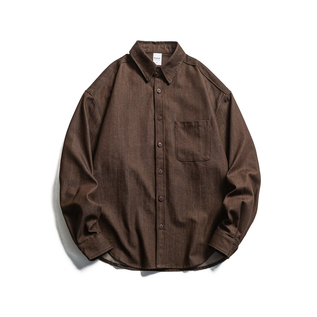 Męska boxy kurtka koszulowa z sturdy twill z rounded dół