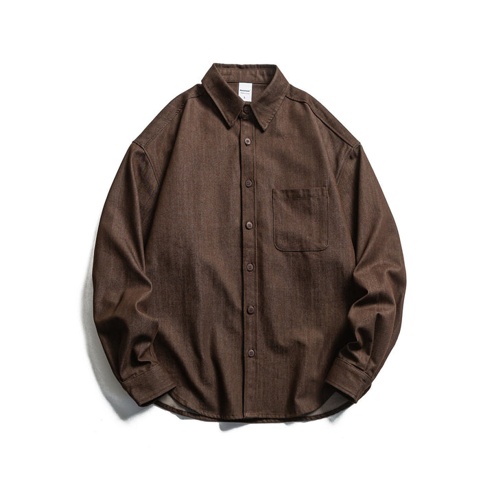 Męska boxy kurtka koszulowa z sturdy twill z rounded dół
